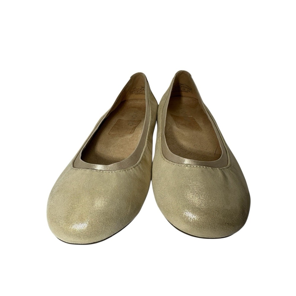 Vionic Anita Elegant Gold Beige Women Shimmer Metallic Suede Flats 7.5‎ NEW $120